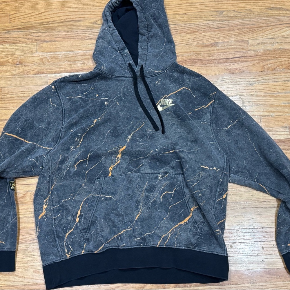 Nike Dark Gray Hoodie with Gold Logo Patch